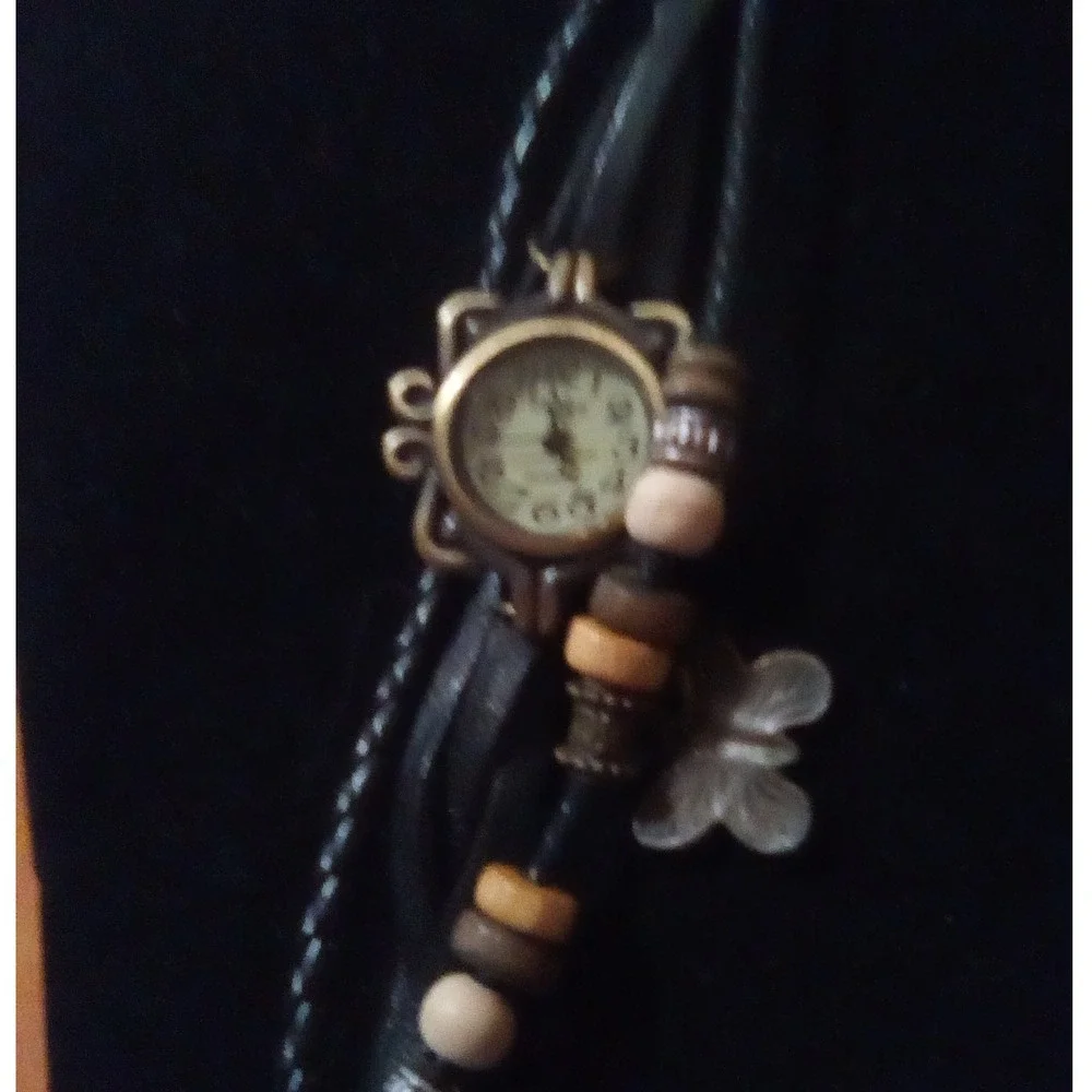 Viger Bracelet Women's Watch, Butterfly Charm Faux Leather Beads Boho Quartz